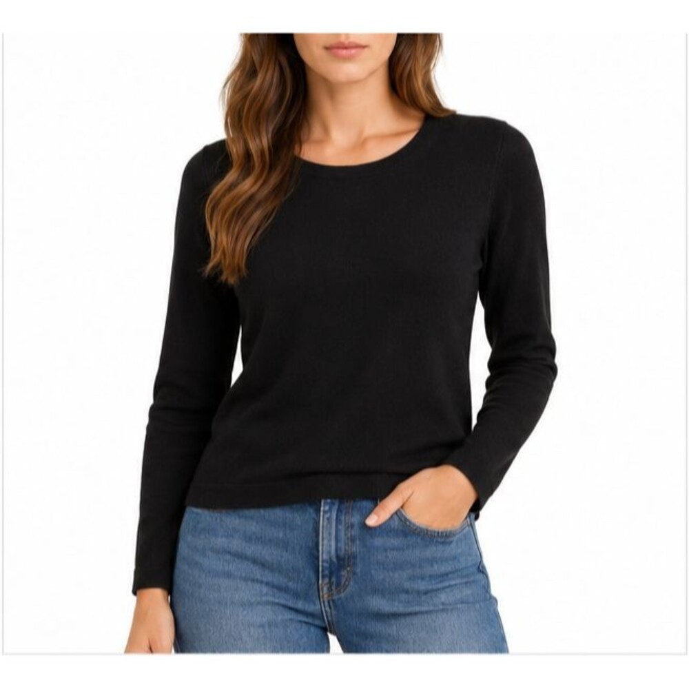 Charlotte Kellogg Silk Wool Cashmere Black Knit Top Size M Minimalist Luxury